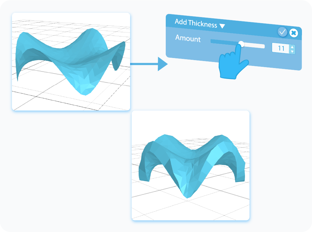Customizing the Amount feature for Add Thickness tool